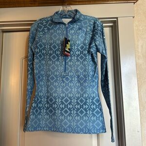 Nike Pro Hyperwarm Dri Fit Half Zip Long Sleeve Top Shirt running Aztec blue M